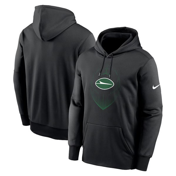 New York Jets Black Icon Performance Pullover Hoodie