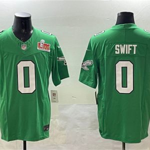 Philadelphia Eagles #0 D'Andre Swift Green 2025 Super Bowl LIX Patch F.U.S.E. Throwback Vapor Untouchable Limited Stitched Jersey