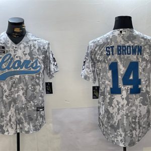 Detroit Lions #14 Amon-Ra St. Brown 2024 Arctic Camo Salute To Service Stitched Jersey