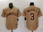 San Diego Padres #3 Jackson Merrill Tan Cool Base Stitched Jersey