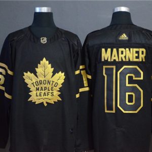 Toronto Maple Leafs #16 Mitchell Marner Black Golden Stitched Jersey