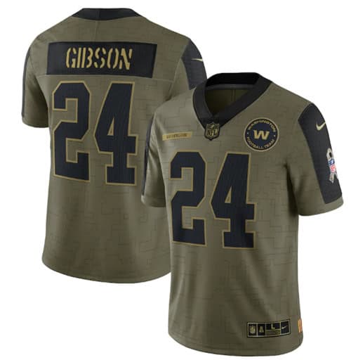 Washington Football Team #24 Antonio Gibson 2021 Olive Salute To Service Limited Stitched Jersey