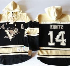 Penguins #14 Chris Kunitz Black Sawyer Hooded Sweatshirt Stitched Jersey