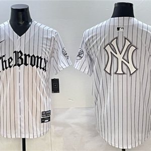 New York Yankees Team Big Logo White Pinstripe 'Gothic Legacy Edition' Vapor Premier Limited Stitched Jersey