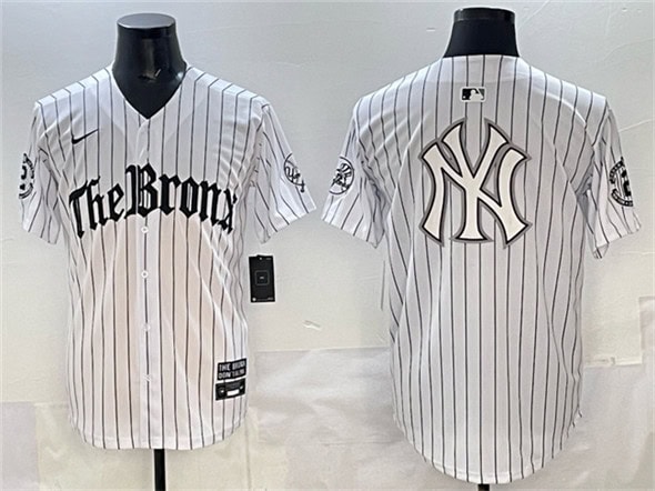 New York Yankees Team Big Logo White Pinstripe 'Gothic Legacy Edition' Vapor Premier Limited Stitched Jersey