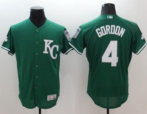 Royals #4 Alex Gordon Green Celtic Flexbase Authentic Collection Stitched Jersey