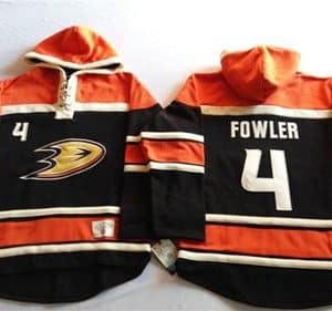 Ducks #4 Cam Fowler Black Sawyer Hooded Sweatshirt Stitched Jersey