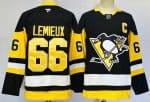 Pittsburgh Penguins #66 Mario Lemieux Black 2024-25 Home With C Patch Stitched Jersey