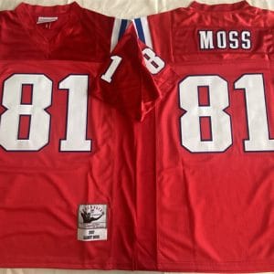 New England Patriots #81 Randy Moss Red Throwback Stitched Football Jersey