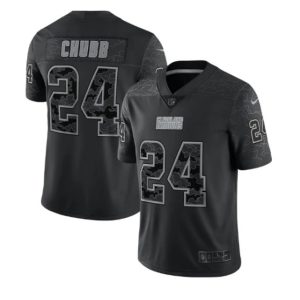 Cleveland Browns #24 Nick Chubb Black Reflective Stitched Jersey