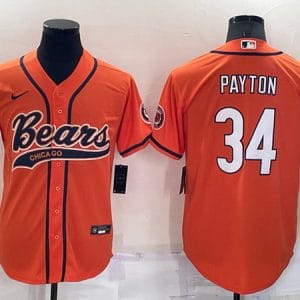 Chicago Bears #34 Walter Payton Orange Cool Base Stitched Baseball Jersey