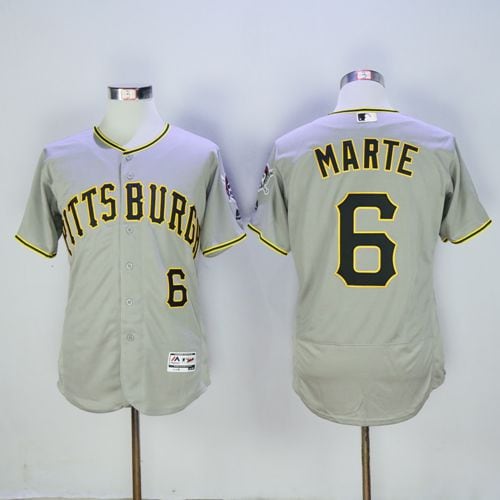 Pirates #6 Starling Marte Grey Flexbase Authentic Collection Stitched Jersey
