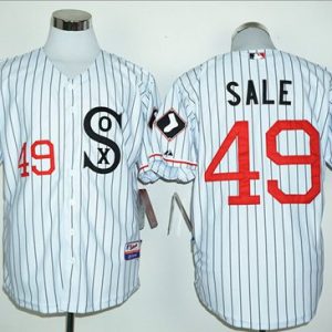 White Sox #49 Chris Sale White(Black Strip) Cooperstown Stitched Jersey