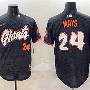 San Francisco Giants #24 Willie Mays Anthracite 2025 City Connect Limited Stitched Jersey