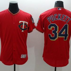 Twins #34 Kirby Puckett Red Flexbase Authentic Collection Stitched Jersey