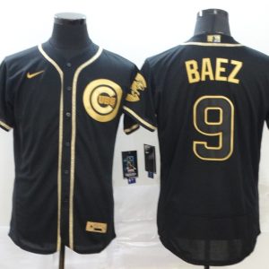 Chicago Cubs #9 Javier Baez Black Golden Flex Base Stitched Jersey