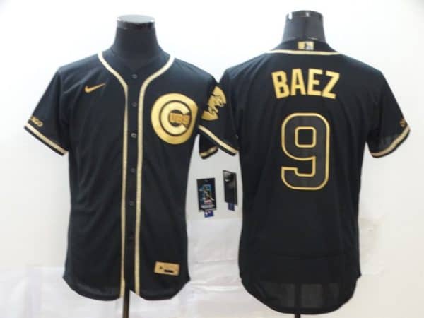 Chicago Cubs #9 Javier Baez Black Golden Flex Base Stitched Jersey