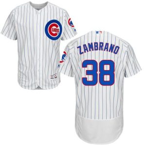 Cubs #38 Carlos Zambrano White(Blue Strip) Flexbase Authentic Collection Stitched Jersey