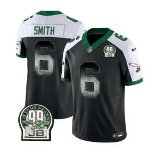 Philadelphia Eagles #6 DeVonta Smith Black White 2023 F.U.S.E. Throwback Vapor Untouchable Limited Stitched Jersey