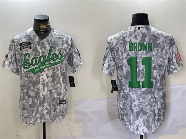 Philadelphia Eagles #11 A. J. Brown 2024 Arctic Camo Salute To Service Stitched Jersey