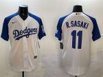 Los Angeles Dodgers #11 Roki Sasaki White Blue Cool Base Stitched Jersey