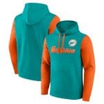 Miami Dolphins Aqua Orange Fleece Pullover Hoodie