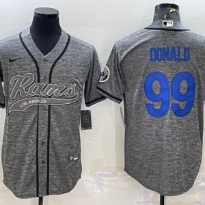 Los Angeles Rams #99 Aaron Donald Gray With Patch Cool Base Stitched Jersey