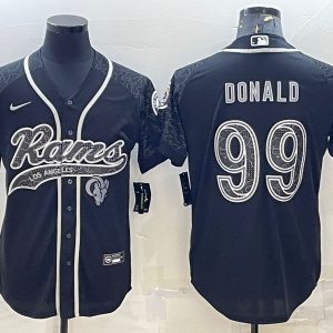Los Angeles Rams #99 Aaron Donald Black Reflective With Patch Cool Base Stitched Jersey