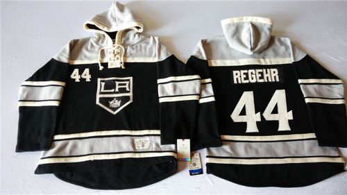 Kings #44 Robyn Regehr Black Sawyer Hooded Sweatshirt Stitched Jersey