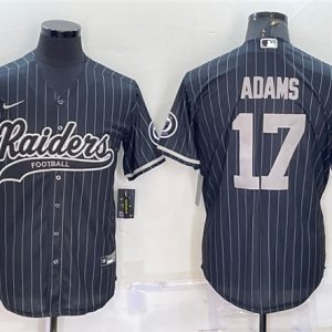 Las Vegas Raiders #17 Davante Adams Black With Patch Cool Base Stitched Baseball Jersey