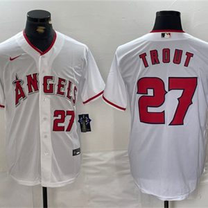 Los Angeles Angels #27 Mike Trout White Stitched Jersey