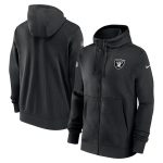 Las Vegas Raiders Black Sideline Club Performance Full-Zip Hoodie