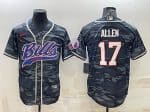 Buffalo Bills Blank #17 Josh Allen Gray Navy Camo With Patch Cool Base Stitched Baseball Jersey
