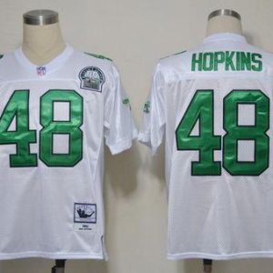 Mitchell And Ness Eagles #48 Wes Hopkins White Stitched Throwback Jersey
