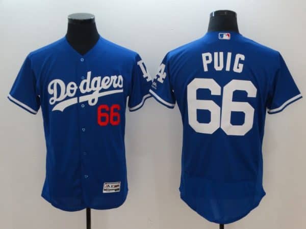 Los Angeles Dodgers #66 Yasiel Puig Blue Flexbase Stitched Jersey