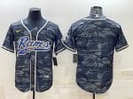 Los Angeles Rams Blank Gray Navy With Patch Cool Base Stitched Baseball Jersey
