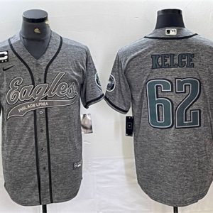 Philadelphia Eagles #62 Jason Kelce Gray With 3-Star C Patch Cool Base Stitched Jersey