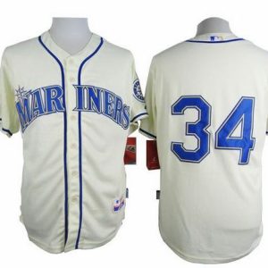 Mariners #34 Felix Hernandez Cream Alternate Cool Base Stitched Jersey