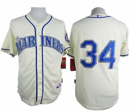 Mariners #34 Felix Hernandez Cream Alternate Cool Base Stitched Jersey