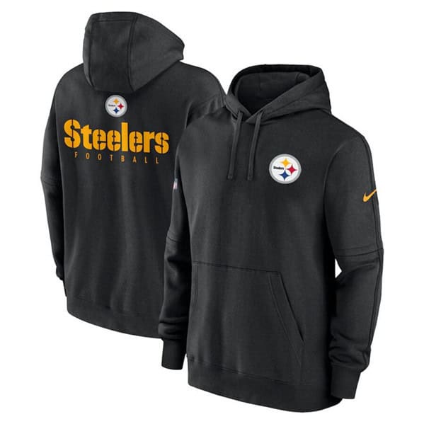 Pittsburgh Steelers Black Sideline Club Fleece Pullover Hoodie