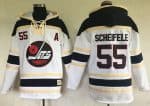 Jets #55 Mark Scheifele White Sawyer Hooded Sweatshirt Stitched Jersey