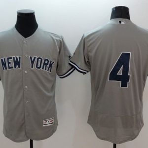 Yankees #4 Lou Gehrig Grey Flexbase Authentic Collection Stitched Jersey