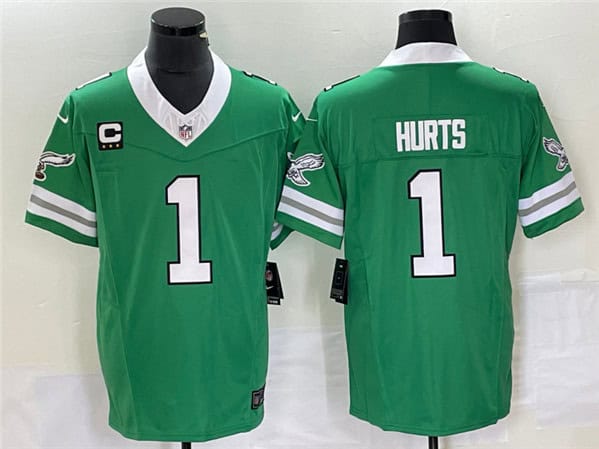 Philadelphia Eagles #1 Jalen Hurts Green 2023 F.U.S.E. Vapor Untouchable With C Patch Stitched Jersey