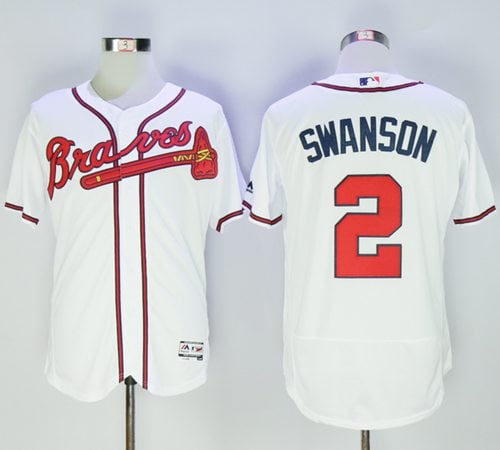 Braves #2 Dansby Swanson White Flexbase Authentic Collection Stitched Jersey