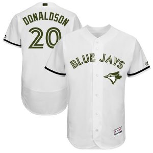 Toronto Blue Jays #20 Josh Donaldson Majestic White 2017 Memorial Day Authentic Collection Flex Base Player Stitched Jersey