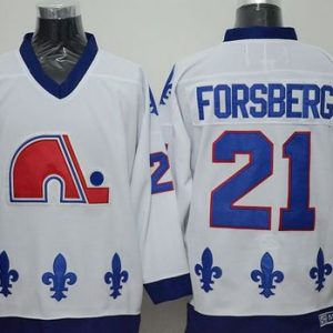 Nordiques #21 Peter Forsberg White CCM Throwback Stitched Jersey