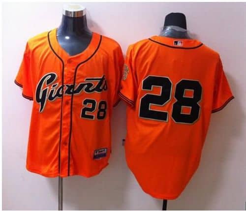 Giants #28 Buster Posey Orange Stitched Jersey