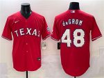 Texas Rangers #48 Jacob deGrom Red With Patch Cool Base Stitched Jersey