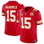 Kansas City Chiefs #15 Patrick Mahomes Red 2024 F.U.S.E. Super Bowl LVIII Patch With "NKH" Patch And 4-Star C Patch Vapor Untouchable Limited Stitched Jersey