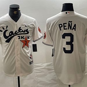 Houston Astros #3 Jeremy PeNa Cream Cactus Jack Vapor Premier Limited Stitched Jersey